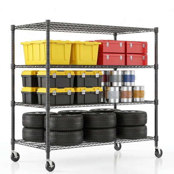 Legooin 48x24x72 inch Heavy Duty Wire Shelving Garage Shelf Storage Rack Industrial Residential Storage for Warehouse Balcony Pantry, Black