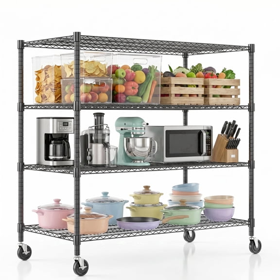 Legooin 48x24x72 inch Heavy Duty Wire Shelving Garage Shelf Storage Rack Industrial Residential Storage for Warehouse Balcony Pantry, Black