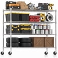 thumbnail image 1 of Legooin 24x60x72 inch Heavy-Duty Shelving for Garage Storage 4-Tier Industrial Shelf on Wheels Metal Storage Rack Capacity for 2600 lbs, Silver, 1 of 9