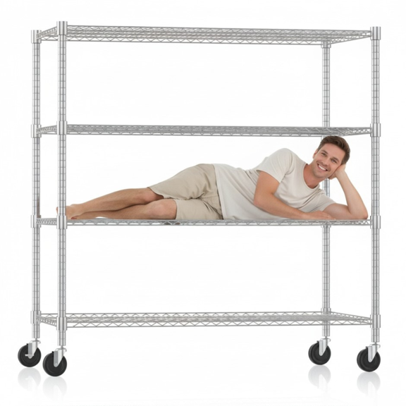 Legooin 4-Tier Heavy-Duty Storage Rack for Garage Movable Shelving Unit 2400 lbs, Silver