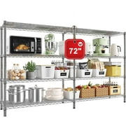Legooin 4-Tier Wide Metal Steel Shelves Storage Rack Heavy Duty Shelving Unit for Pantry Storage Room Garage 72x18x60 Inches Capacity 1600LBS, Silver