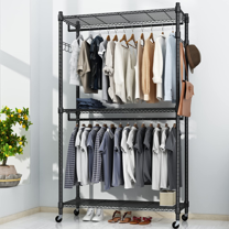 Single Rod Portable Metal Garment Rack, Free Standing Clothing Rack for ...