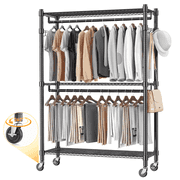 Legooin 450lbs Heavy-Duty Garment Rack, Adjustable Clothes Rack for Cloakroom Laundry Room, Black