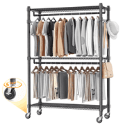 Legooin 450lbs Heavy-Duty Garment Rack, Adjustable Clothes Rack for Cloakroom Laundry Room, Black