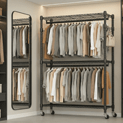 Legooin 450lbs Heavy-Duty Garment Rack, Adjustable Clothes Rack for Cloakroom Laundry Room, Black