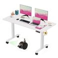 thumbnail image 1 of Legooin 48x24 Inches Sit-Stand Desk Home Office Mobile Workstation Wooden Standing Desk with Alloy Steel Frame, 4 Memory Height 28"-45", White, 1 of 11
