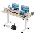 thumbnail image 1 of Legooin 48x24 Standing Desk Wooden Office Desk with Alloy Steel Frame, Stand-up Desk with Headphone Hooks, 4 Memory Height Buttons, Oak, 1 of 10