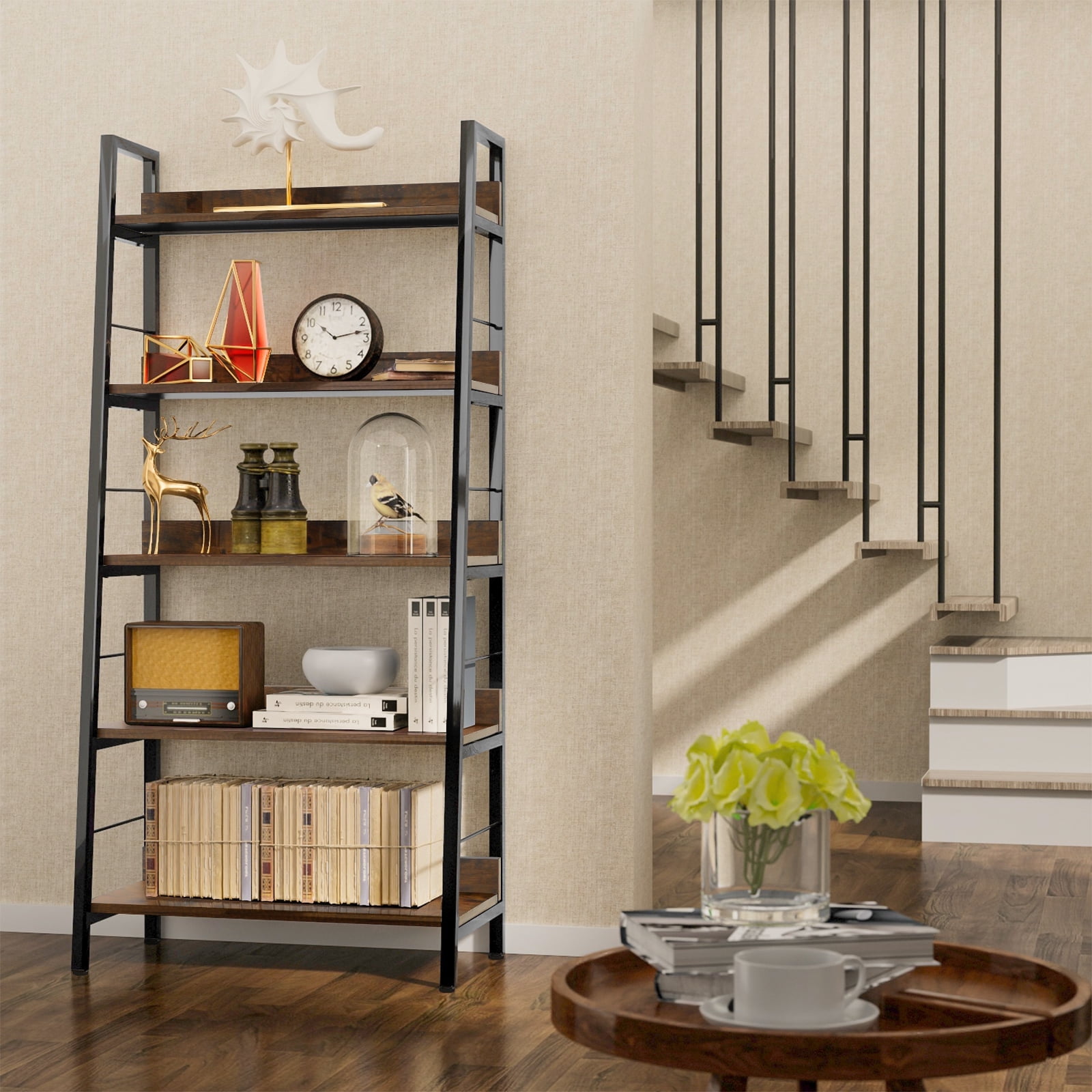 Large Shelf Rack Legooin, Large Storage Rack, Rustic Ladder Bookshelf, 5-Tier - Walmart.com
