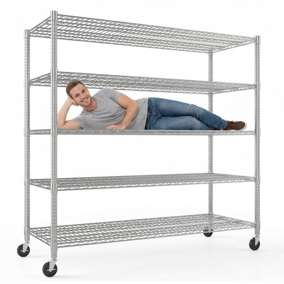 Legooin 5-Tier Metal Shelving Unit Storage Rack for Garage Pantry 3000 lbs, Silver