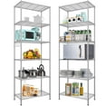 thumbnail image 1 of Legooin 6-Tier Metal Storage Rack 2 Pack Shelving Unit Home Organizer for Kitchen Bathroom Pantry, Silver, 1 of 8