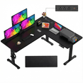 thumbnail image 1 of Legooin 63x55 inch L-Shaped Standing Desk with Power Strip, Height Adjustable Computer Desk for Multi-Device Setup, with Headphone Hook and Cable Management, for Home Office Dorm, Black, 1 of 9