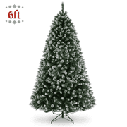 Legooin 6FT Unlit Artificial Christmas Tree with Pine Cones, 800 PVC Branch Tips Hinged Tree with Metal Stand for Indoor Outdoor Christmas Decor