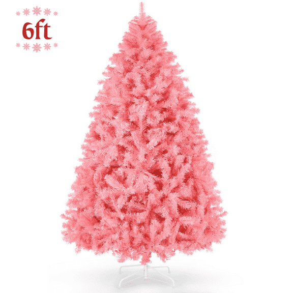 Legooin 6ft Unlit Pink Artificial Christmas Tree Hinged Tree with 800 PVC Branch Tips, Unique Christmas Holiday Decor Pink Party