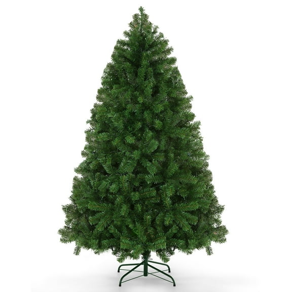 Legooin 6ft Unlit Christmas Tree 800 Lifelike PVC Tips, Easy Assembly Hinged Christmas Tree with Metal Stand, Green