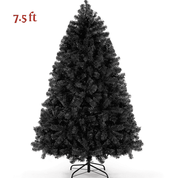 Legooin 7.5ft Black Artificial Christmas Tree - Premium Hinged Spruce for Halloween & Holiday Decor, Unlit, Easy Assembly with Automatic Open and Foldable Metal Stand