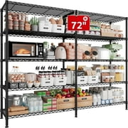 Legooin 72"H Extra-wide Metal Shelves 60"W Storage Rack for Pantry Office Garage Capacity 1500LBS Adjustable Corner Shelving Unit, Black