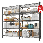 Legooin 60x14x72 inch Extra-Wide Shelving Unit 5-Tier Garage Storage Rack Corner Shelf for Industrial Residential Use Capacity 1500LBS, Black