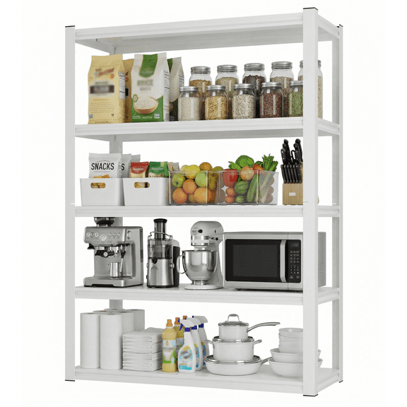 Legooin 36x16x72 inch Garage Storage Rack Heavy Duty Industrial Shelf Metal Shelving Unit Capacity for 1650 lbs for Pantry Warehouse Basement, White