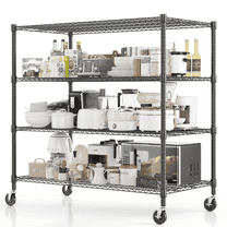 Legooin 18x48x72 inch Mobile Heavy Duty Metal Shelving Unit Industrial Storage Shelf with Wheels for Kitchen Garage Warehouse 2000LBS Capacity, Black