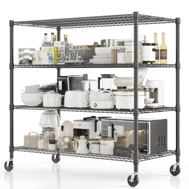 Legooin 72"H Movable Heavy Duty Metal Shelving Unit for Kitchen Garage Warehouse, Black
