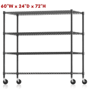Legooin Heavy Duty Garage Storage Rack Rolling Commercial Rack Adjustable Steel Shelving Unit for Industrial Residential Use 60"W x 24"D x 72"H, Black
