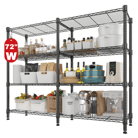 Legooin 72x18x60 inch Industrial Corner Storage Rack Pantry Organizer Rack for Pantry Garage Capacity for 1600LBS, Black