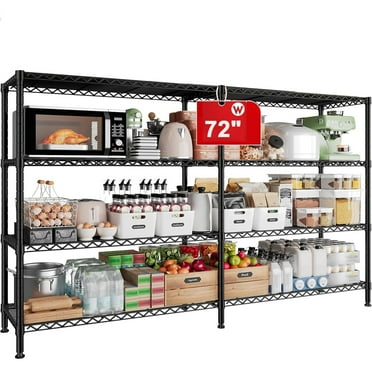 Legooin 72"W Extra Wide Heavy Duty Metal Shelves Corner Organizer Commercial Storaeg Rack for Office Pantry Garage Capacity 1600LBS, Black
