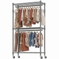 thumbnail image 1 of Legooin 3-Tier Rolling Metal Garment Rack with Steel Shelves 35x17x81 Inches Heavy Duty Clothes Rack, Grey, 1 of 8