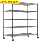 Legooin 82"H Heavy Duty Garage Storage Rack Metal Wire Shelves Rolling Commercial Shelving Unit for Pantry Warehouse Kitchen 3000 lbs, Black