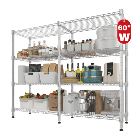 Legooin 60"W x 14"D x 60"H Storage Shelf Metal Wire Shelving Unit for Industrial Residential Use 1200LBS Capacity, Silver