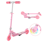 Legooin Folding Scooter with Adjustable Heights for Kids 5+ Lightweight 4.2 lbs, Pink