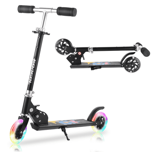 Legooin Kids Kick Scooter with 2 Flashing Wheels Adjustable Handlebar Ride on Toys for Toddlers 3 , Black