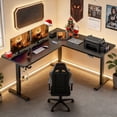 thumbnail image 1 of Legooin L-Shaped Ergonomic Sit-Stand Desk 63x55 inch Corner Standing Desk Gaming Table with Height Adjustable for Home Office Black, 1 of 9