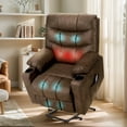 thumbnail image 1 of Legooin Power Lift Massage Recliner with Heat and Vibration Massage, Soft Fabric Recliner Chair with Cup Holder, 32"W x 30"D x 41"H, Brown, 1 of 8
