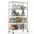 thumbnail image 1 of Legooin 18x36x82 inch Metal Wire Shelving Unit 5-Tier Storage Rack with Wheels for Home Office Storage Capacity for 1500LBS, Silver, 1 of 8