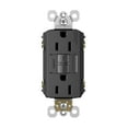 thumbnail image 1 of 1597BK 15 amp gfci duplex receptacle self testing with 20 amp feed thru capacity side and back wired black qty 1/10, 1 of 6