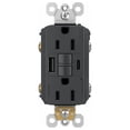 thumbnail image 1 of Legrand 1597TRUSBACGC4 Pass & Seymour Radiant 15A Tamper-Resistant Self-Test GFCI USB Type-A/C Outlet, Grap - Quantity 4, 1 of 1