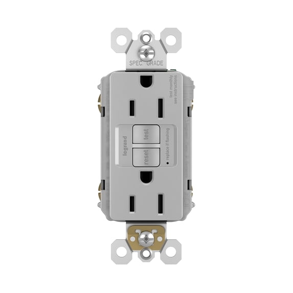 Legrand 1597TRGRY Radiant 15 Ampere Tamper Resistant Self-Test Gfci Electrical Outlet -