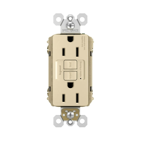15A Tamper-Resistant Duplex GFCI Receptacle with Self-Test and SafeLock Protection Ivory (Pack Of 2)