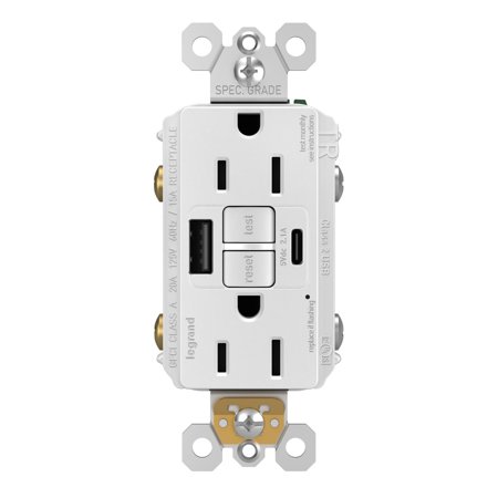 Legrand 1597Trusbac Radiant 15 Ampere Tamper Resistant Self-Test Gfci Electrical Outlet -