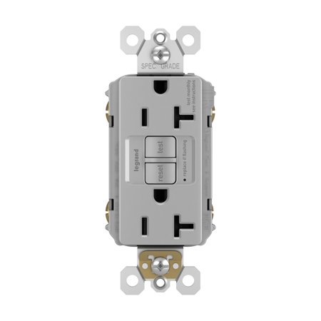 2097TRGRY 20 amp gfci duplex receptacle self testing tamper resistance gray qty 1/10