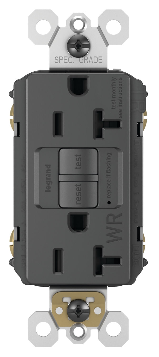 Legrand 2097TRWRBK Radiant 20 Ampere Tamper Resistant Weather Resistant Self-Test Gfci