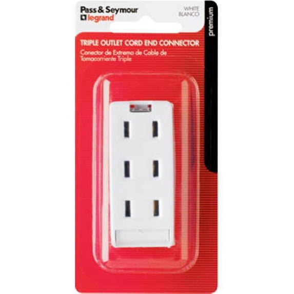 Legrand 2603WBPCC10, 10A 125V White Non-Polarized Table Tap Electrical Outlet