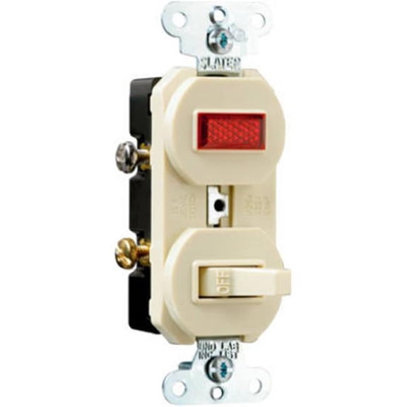 Legrand 692IGCC6 Pass & Seymour Single-Pole Switch/Pilot Light, 15-Amp, 125-Volt, Ivory - Quantity 1