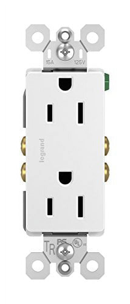 White Thermoplastic Tamper-Resistant Duplex Outlet with Wall Plate