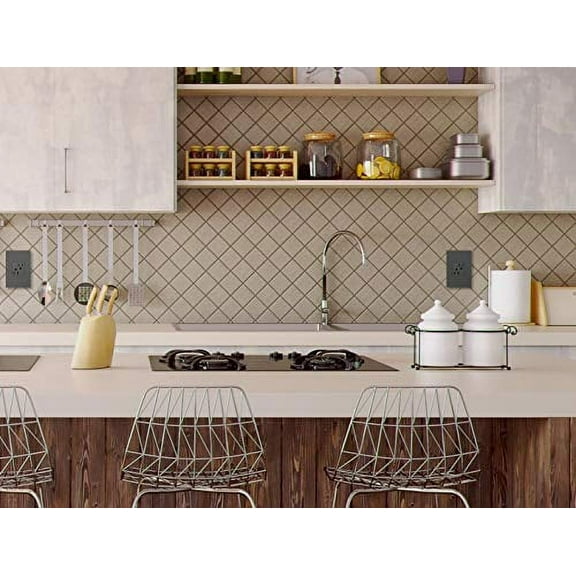 Legrand Adorne 15A Tamper-Resistant Outlet with Matching Wall Plate (Magnesium Finish), ARTR152M4WP, 4-Pack