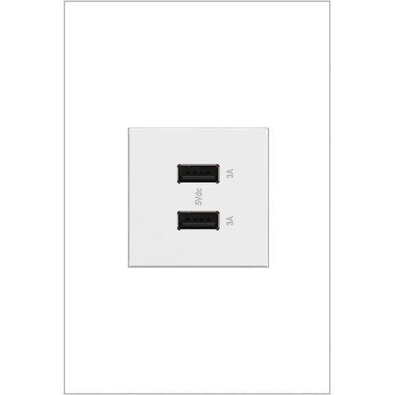 Legrand Adorne USB Outlet, Type A Module, Full Size, 3.1/6.0A, White, ARUSB2AA6W4