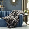 thumbnail image 1 of Legrand Faux Feather Fur Throw - Reverse Micromink, Extra Soft 50" x 60", Dark Grey, 1 of 9