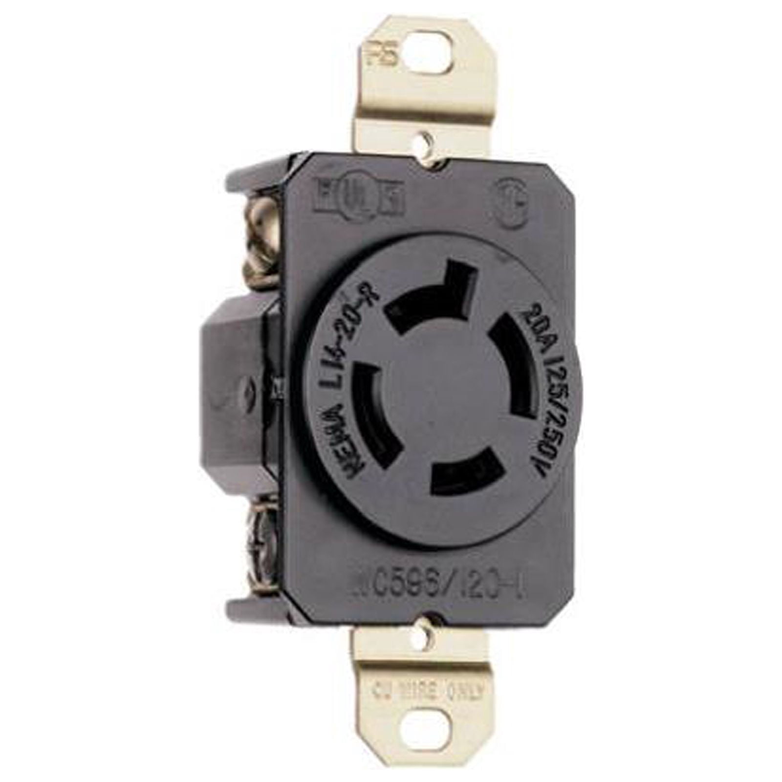 Legrand L1420RCCV3 Pass & Seymour Locking Outlet, Black, NEMA L14-20r, 125/250-Volt - Quantity 3