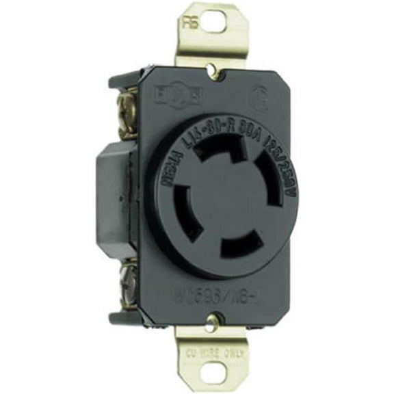 Legrand L1430RCCV3 Pass & Seymour Locking Outlet, Black, NEMA L14-30r, 125/250-Volt - Quantity 1